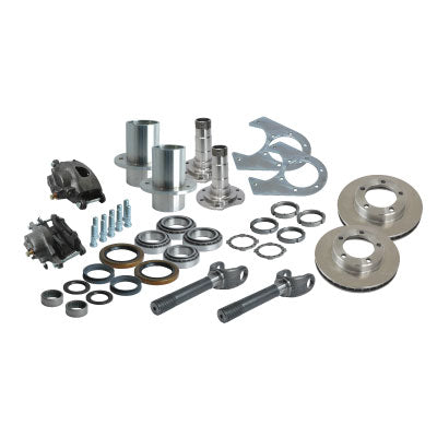 Solid Axle Gm Chevy Dodge Dana 60 5 Lug Front End Kit Hubs, Bearings, Races, Spindles, Seals, Shafts, Calipers, Brake Brackets, Rotors 
